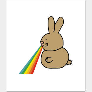 Animals with Rainbow Puke Bunny Rabbit Posters and Art